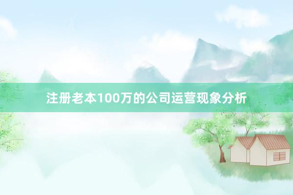 注册老本100万的公司运营现象分析